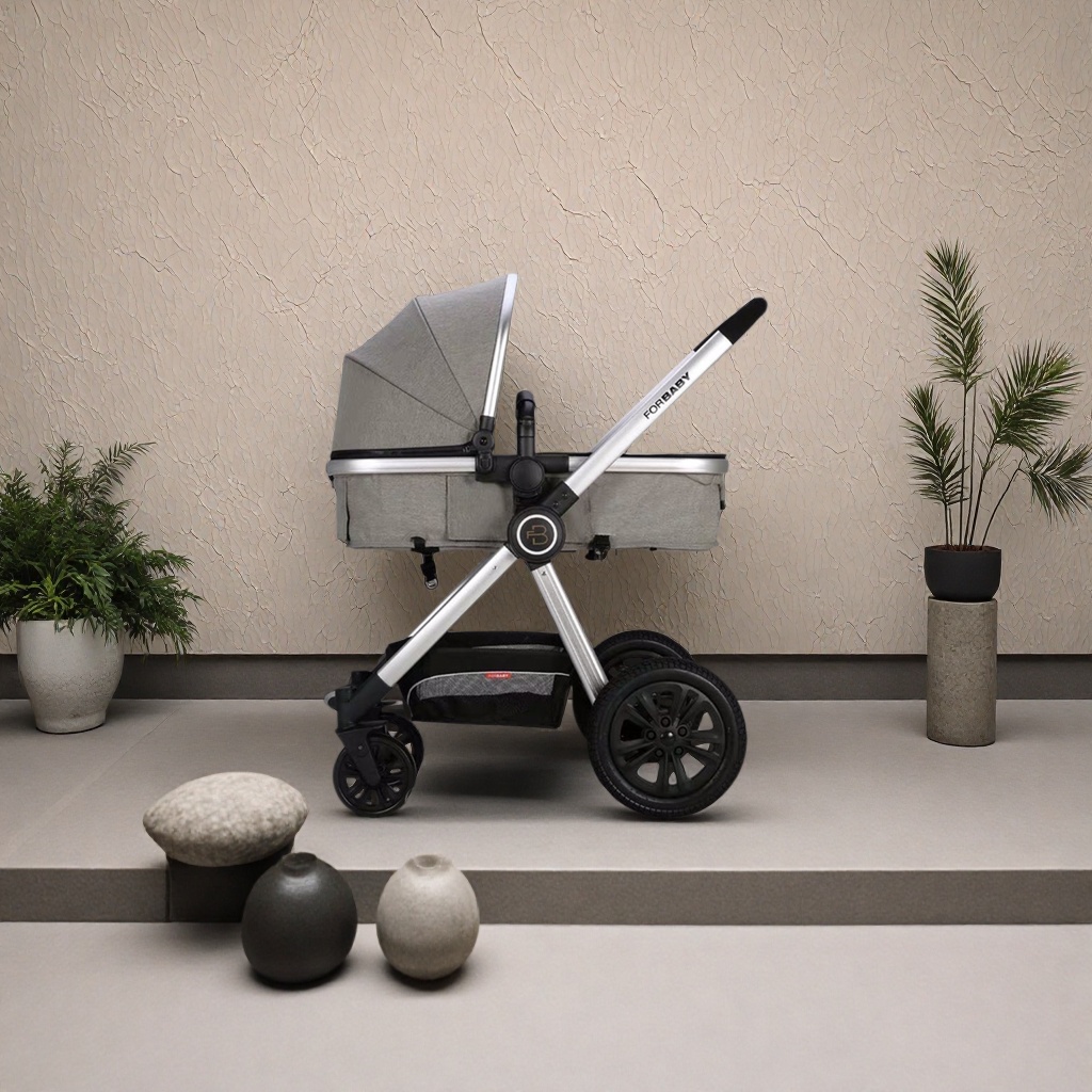 Carro de bebé gris ligero plegable puede sentarse y acostarse anti-choque alto paisaje carro multifuncional Specification image