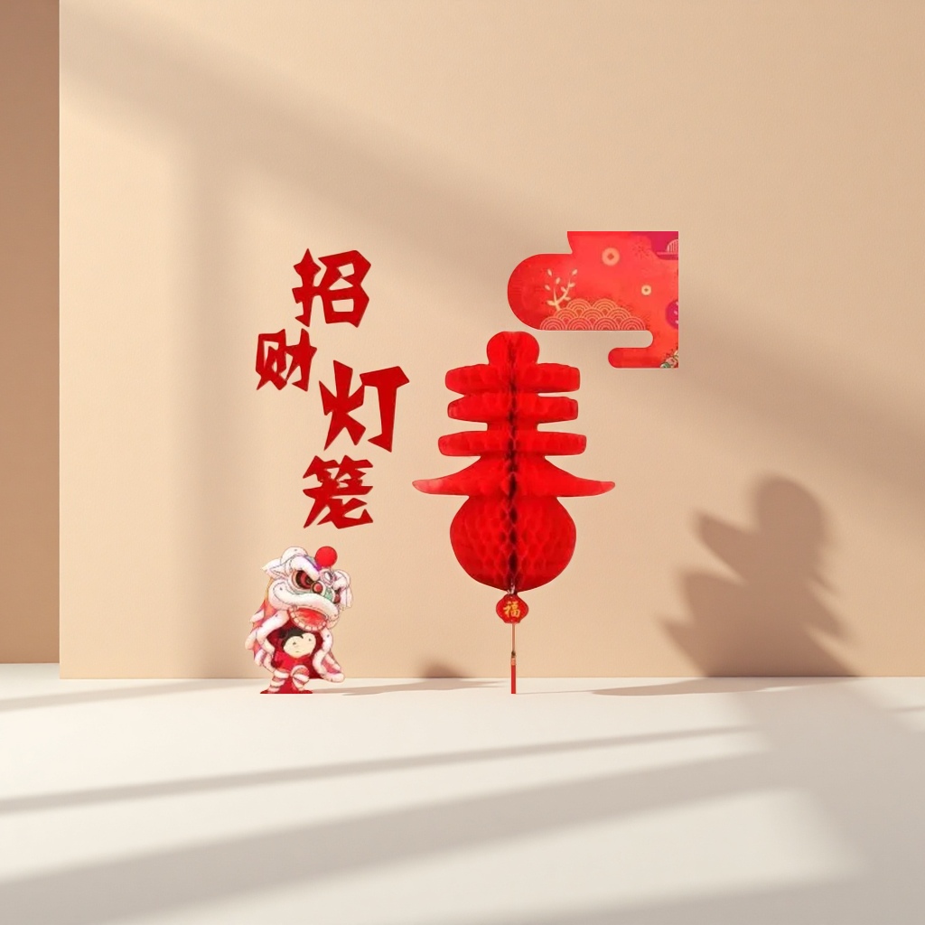 Red honeycomb paper lanterns for festival decoration and hanging, handmade DIY for New Year, Spring Festival and wedding Specification image