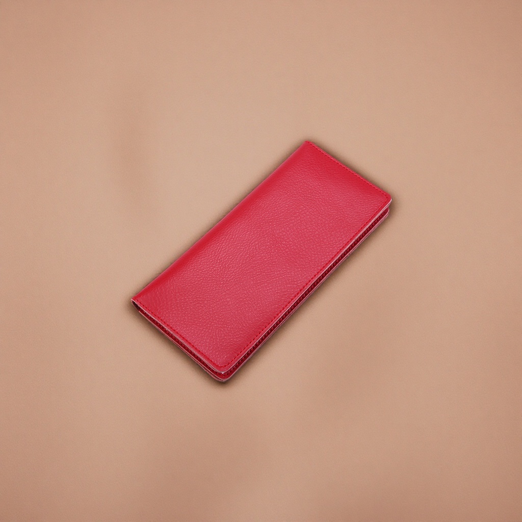 This red leather wallet is fashionable and simple. It's a long leather wallet for women and can store small change in calfskin Application Scenario