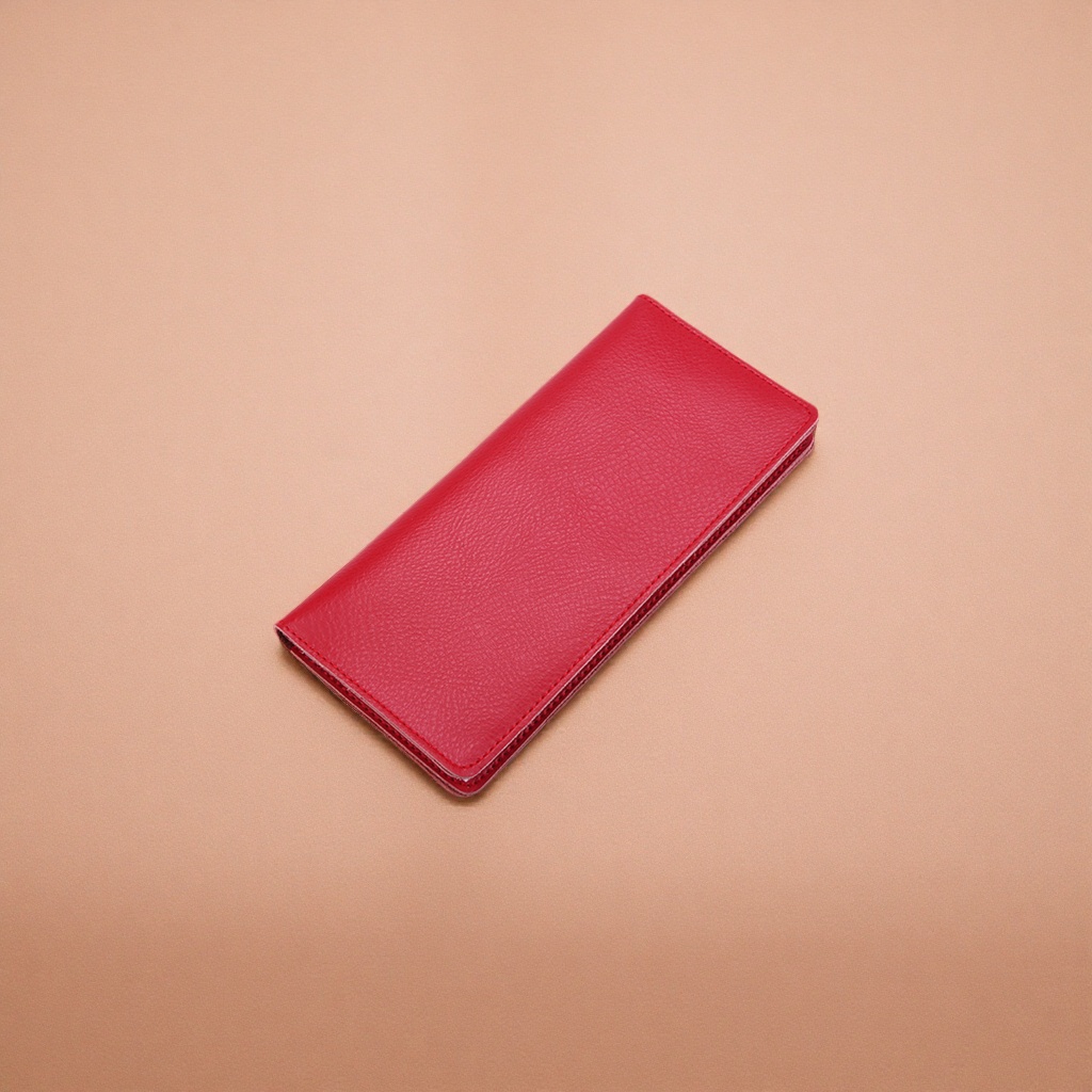 This red leather wallet is fashionable and simple. It's a long leather wallet for women and can store small change in calfskin Specification image