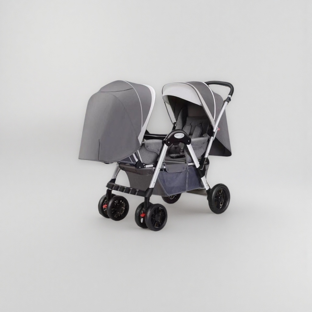 Grey twin cochecito puede sentarse o acostarse bidireccional impulso plegable ligero con toldo Application Scenario