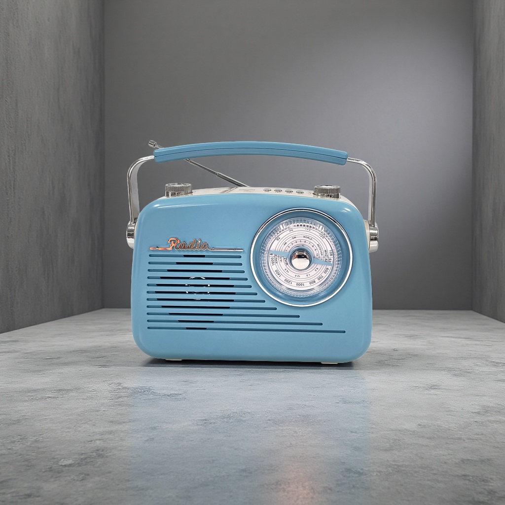 Light blue vintage radio Bluetooth speaker, nostalgic desktop decorative audio system Application Scenario