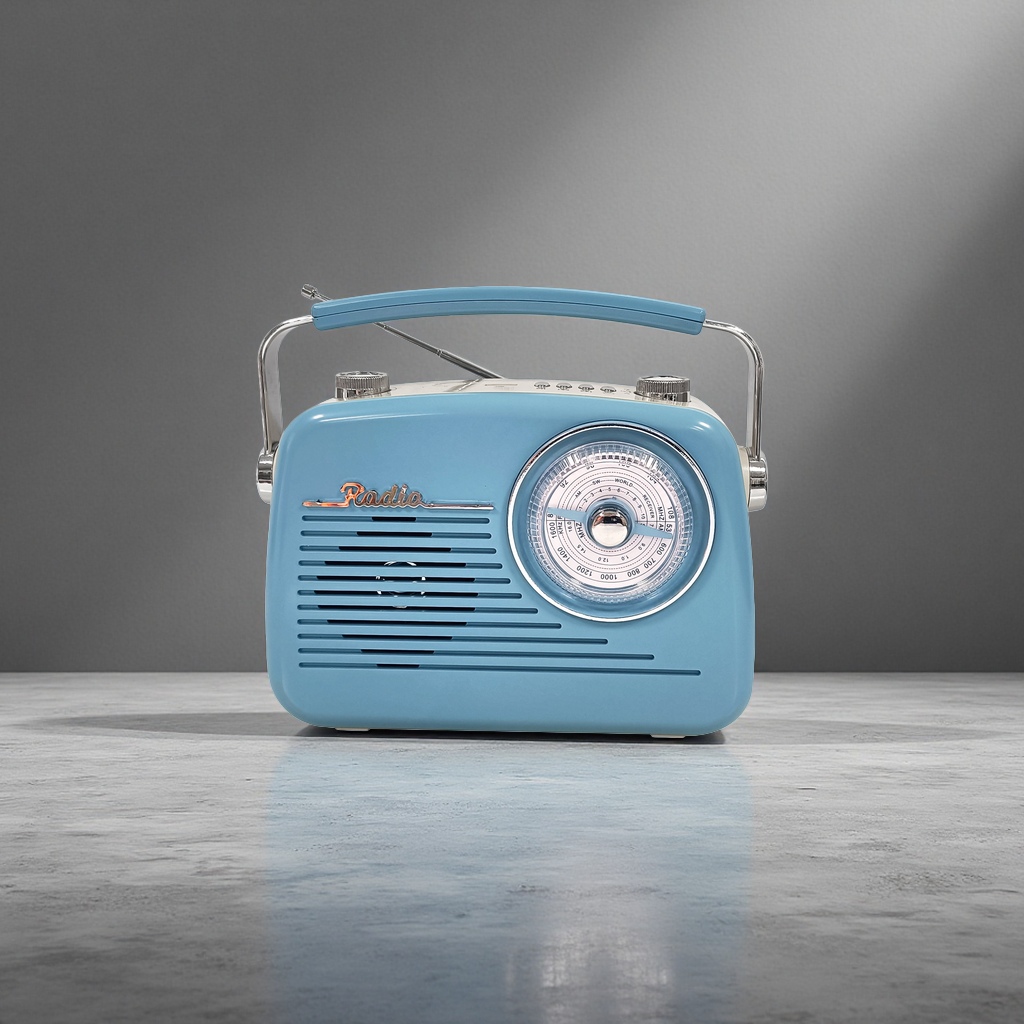 Light blue vintage radio Bluetooth speaker, nostalgic desktop decorative audio system Specification image