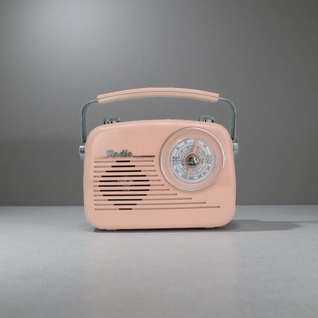 Pink retro radio, Bluetooth speaker, alarm clock with sound pickup function, wooden shell desktop decoration Specification image