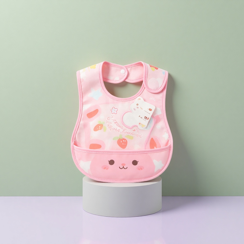 Pink cartoon baby bib, anti-stain bib for infants and toddlers, feeding bib for infants and toddlers Application Scenario