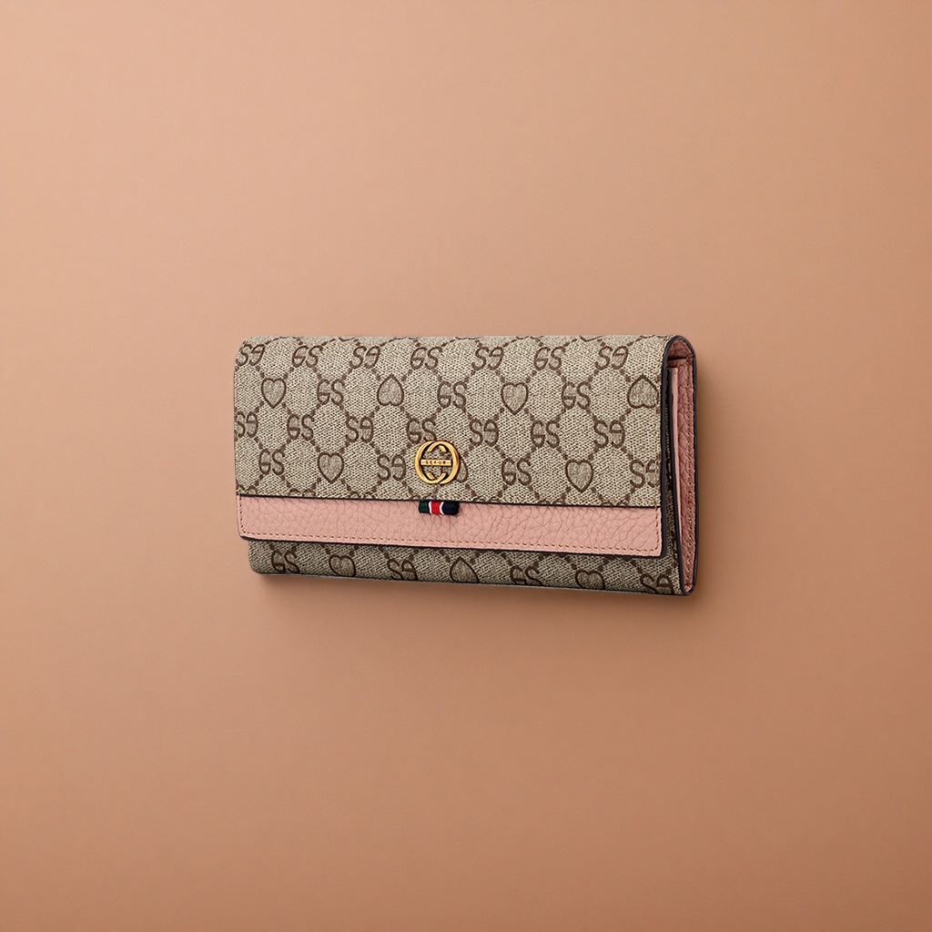 Beige printed genuine leather wallet, a simple and fashionable long wallet for ladies Application Scenario