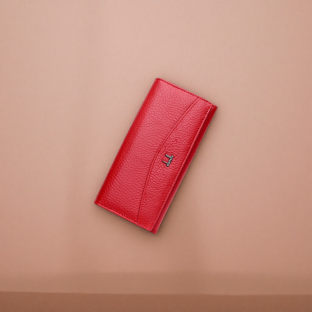 Red leather wallet, men's simple business long leather change wallet Application Scenario