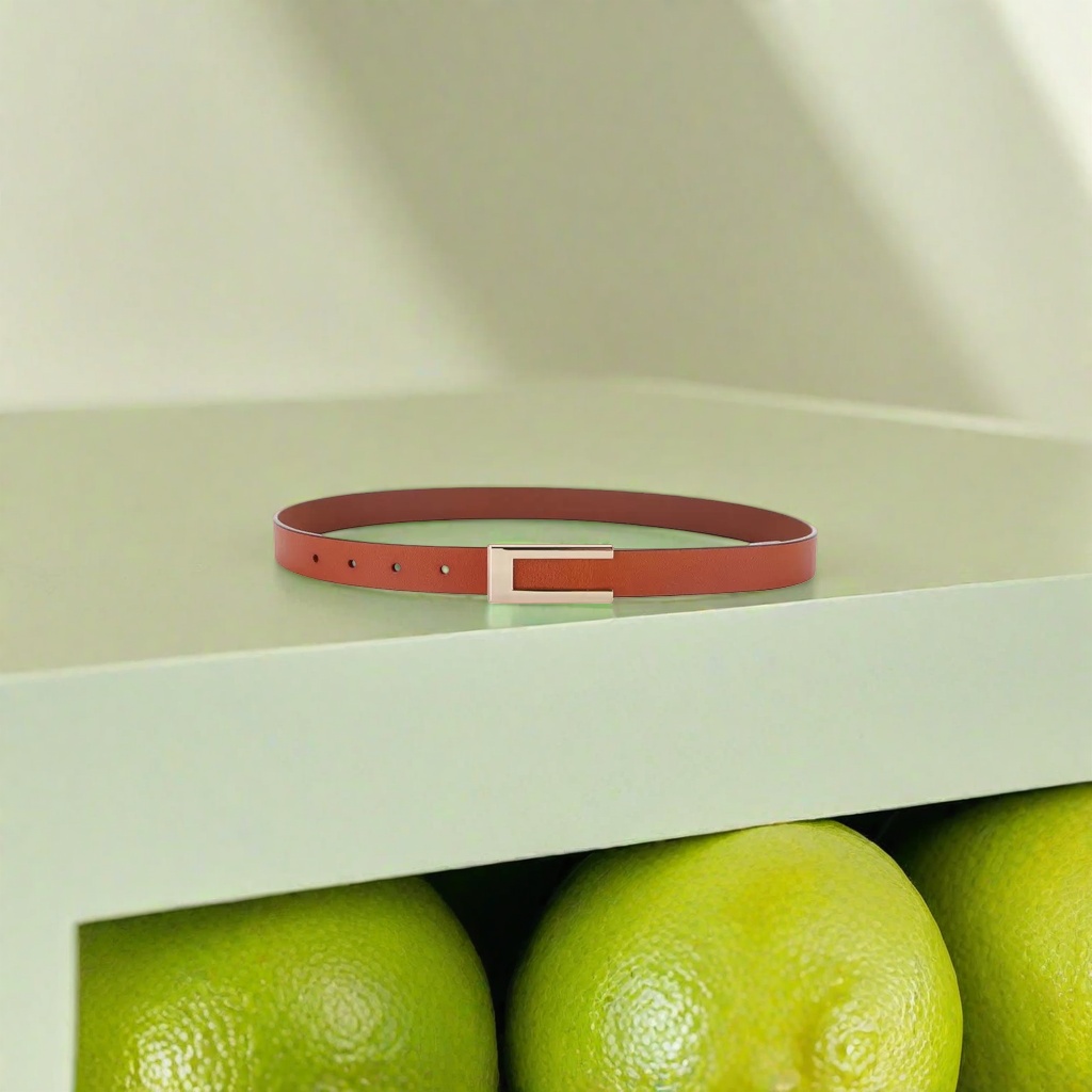 Brown genuine leather men's belt, simple and versatile, casual business belt, 3.5cm wide