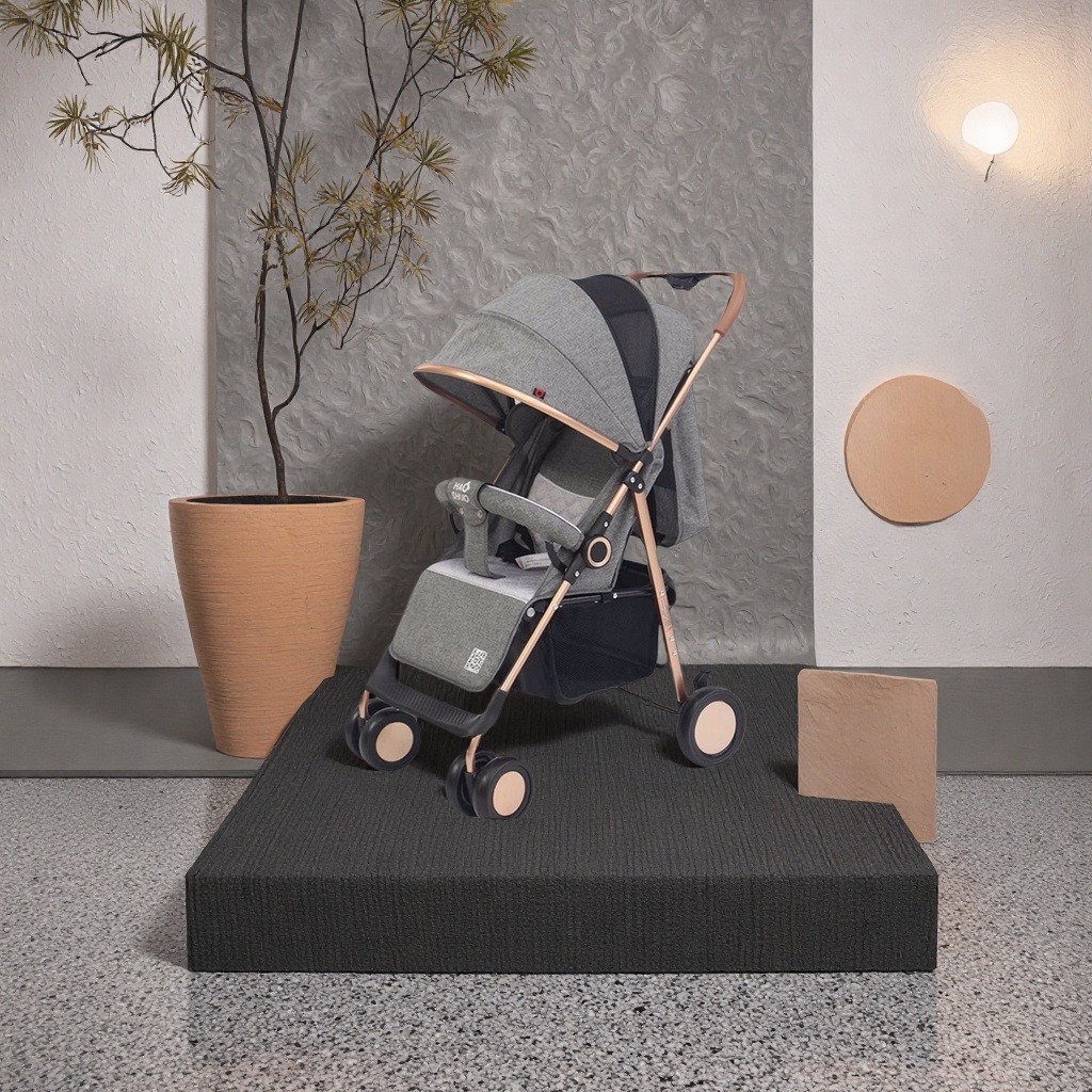 Carro de bebé gris ligero plegable puede sentarse y acostarse antichoque alto paisaje baby trolley Specification image