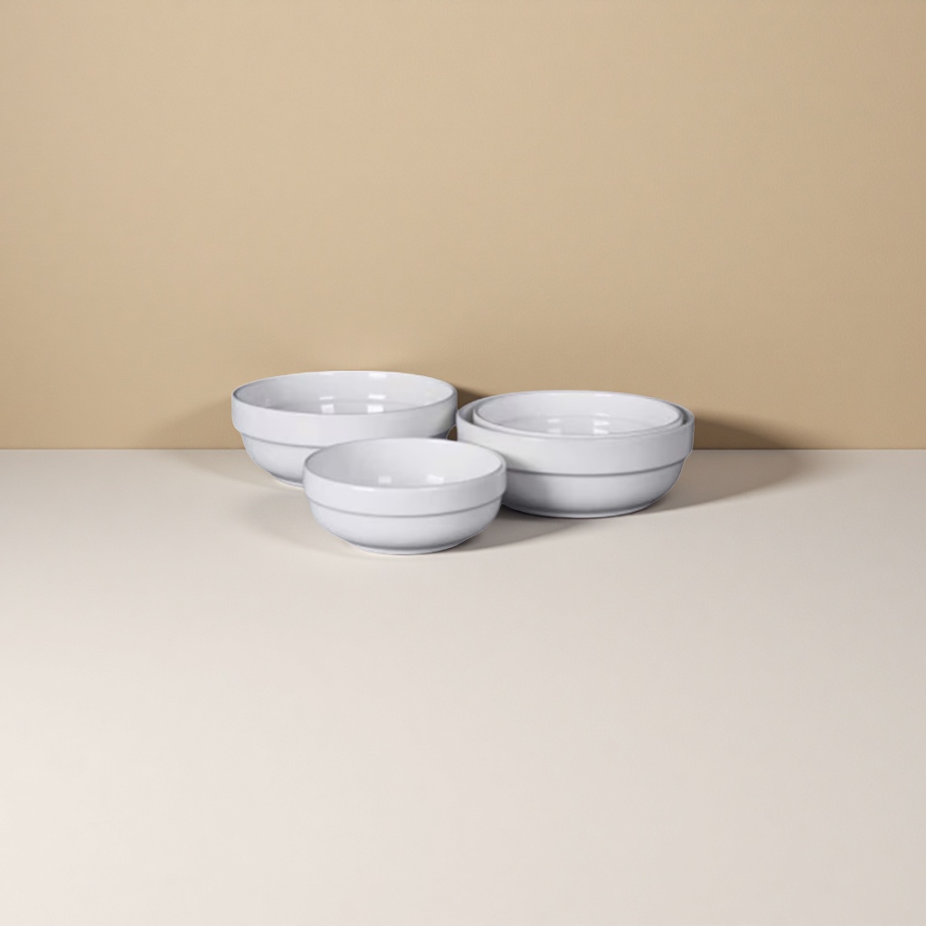 The white edge guard bowl is a household ceramic tableware with a simple Nordic style and heat-resistant edge design Specification image