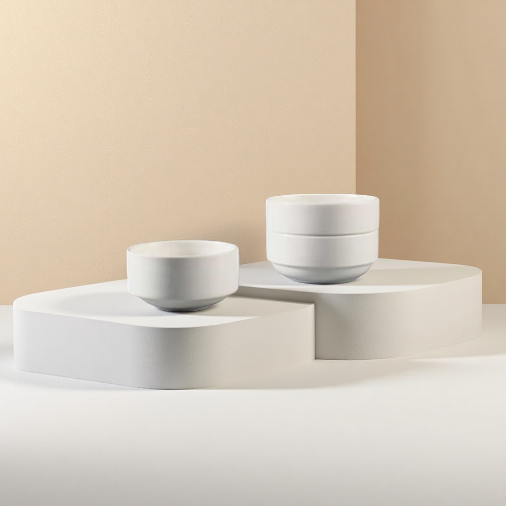 White ceramic bowl, simple household dining bowl, rice bowl, soup bowl, 300ml Application Scenario