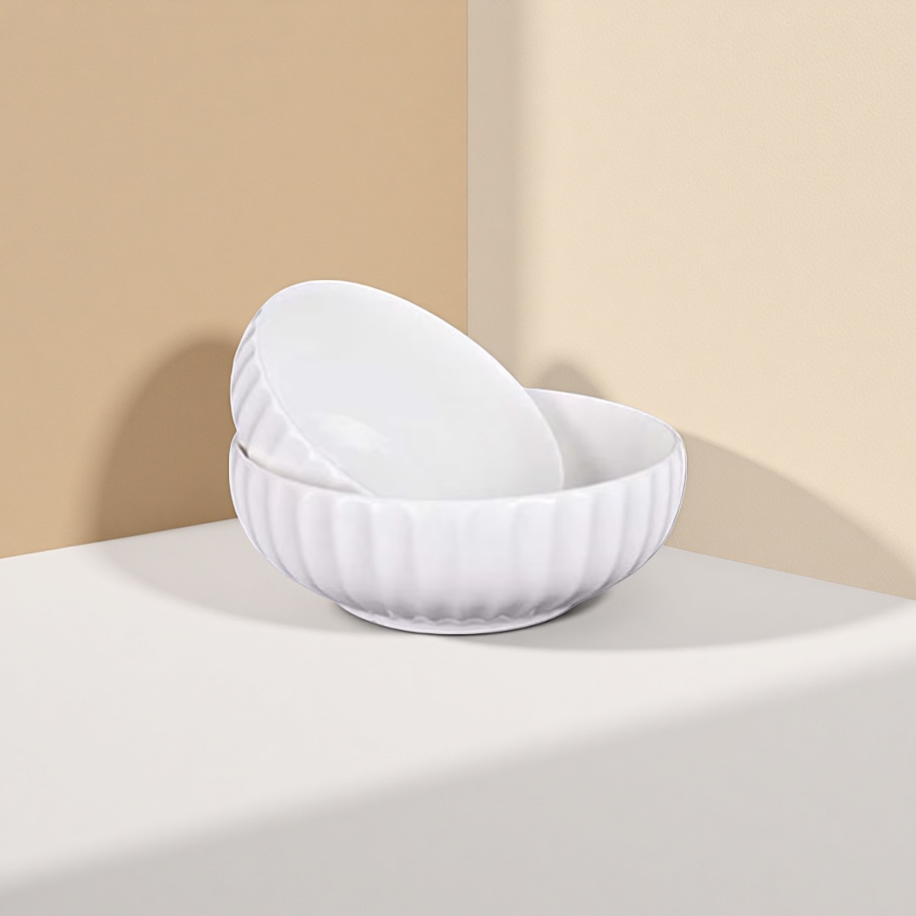 The white ceramic bowl is a simple household dining bowl with a high-temperature resistant glaze that is smooth and easy to clean Specification image