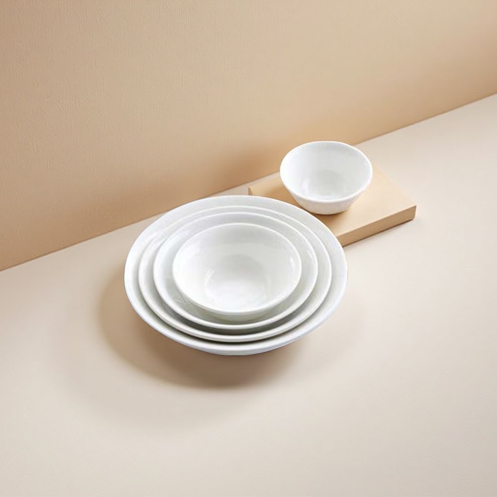 White ceramic tableware set, simple household tableware combination, heat-resistant and easy to clean Application Scenario