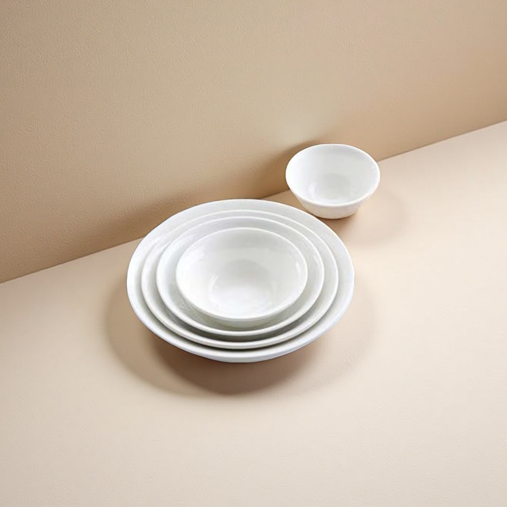 White ceramic tableware set, simple household tableware combination, heat-resistant and easy to clean details Picture