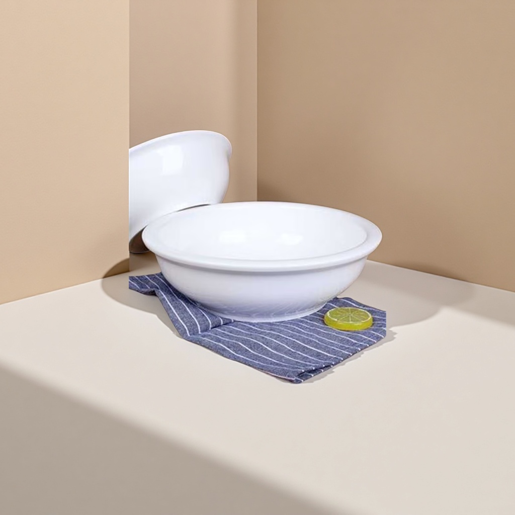 White porcelain bowls, simple household ceramic tableware, serving rice bowls, large soup bowls details Picture