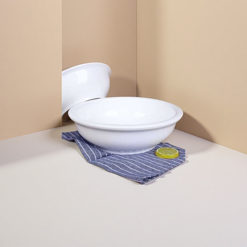 White porcelain bowls, simple household ceramic tableware, serving rice bowls, large soup bowls Application Scenario