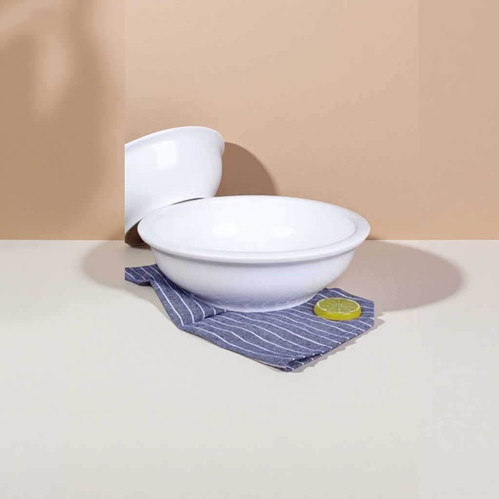 White porcelain bowls, simple household ceramic tableware, serving rice bowls, large soup bowls Specification image