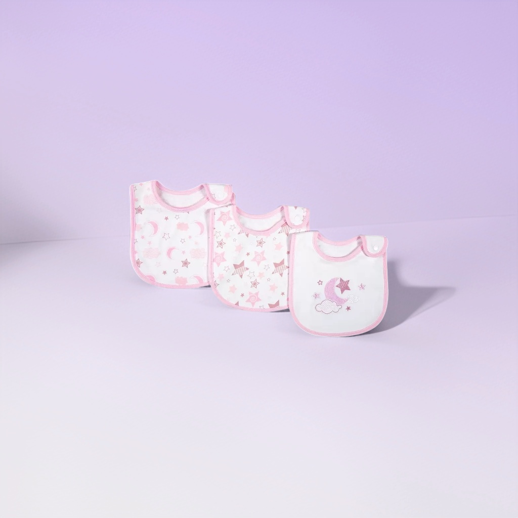 Pink fringed baby bib, pure cotton absorbent and leak-proof baby feeding bib details Picture