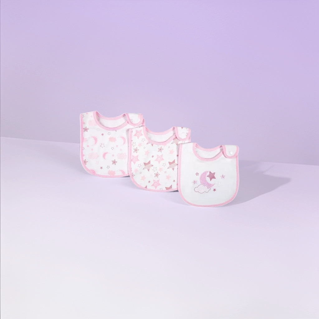 Pink fringed baby bib, pure cotton absorbent and leak-proof baby feeding bib Specification image