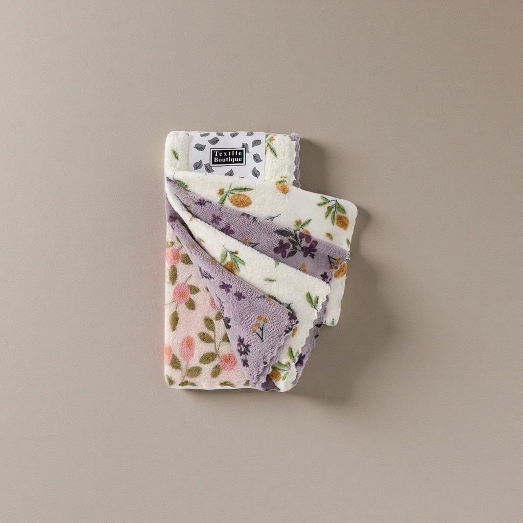 Floral pattern towel set, 5 pieces of bath towel, face towel and square towel, seika, absorbent, quick-drying, soft and skin-friendly