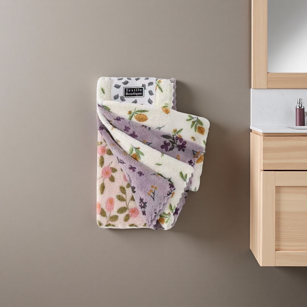 Floral pattern towel set, 5 pieces of bath towel, face towel and square towel, seika, absorbent, quick-drying, soft and skin-friendly details Picture