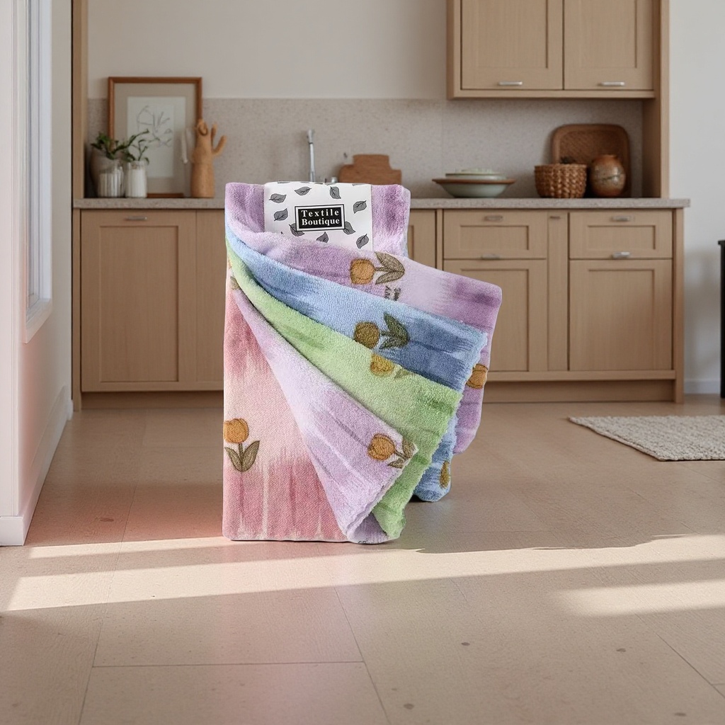 The pure cotton towel with a colorful gradient floral pattern is water-absorbent, quick-drying, soft and skin-friendly Specification image