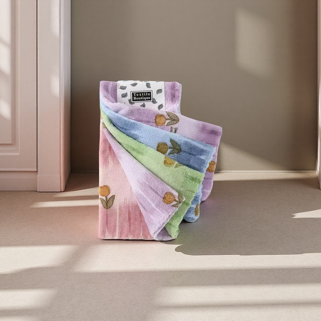 The pure cotton towel with a colorful gradient floral pattern is water-absorbent, quick-drying, soft and skin-friendly