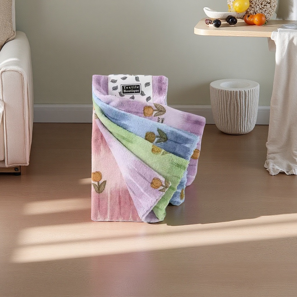 The pure cotton towel with a colorful gradient floral pattern is water-absorbent, quick-drying, soft and skin-friendly Application Scenario