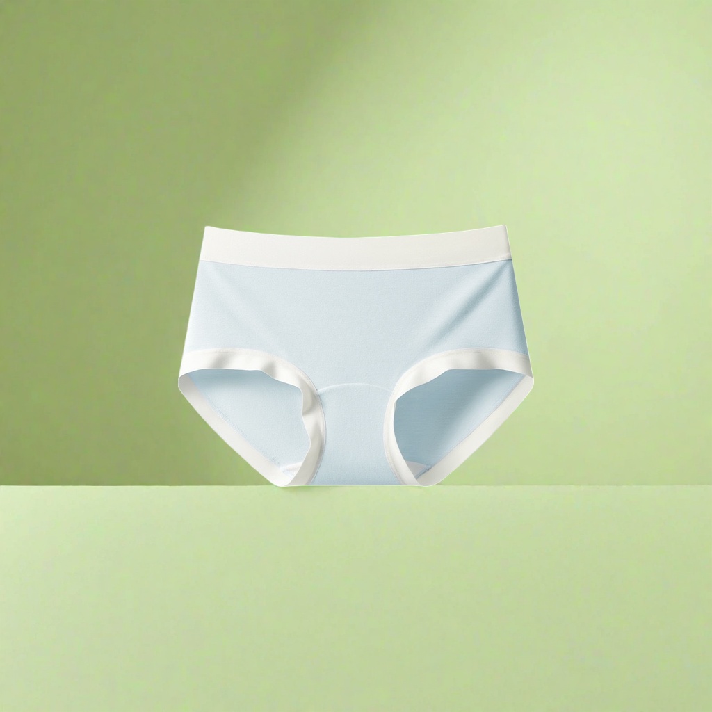 Lake blue pure cotton men's underwear, simple, comfortable and breathable four-corner shorts details Picture