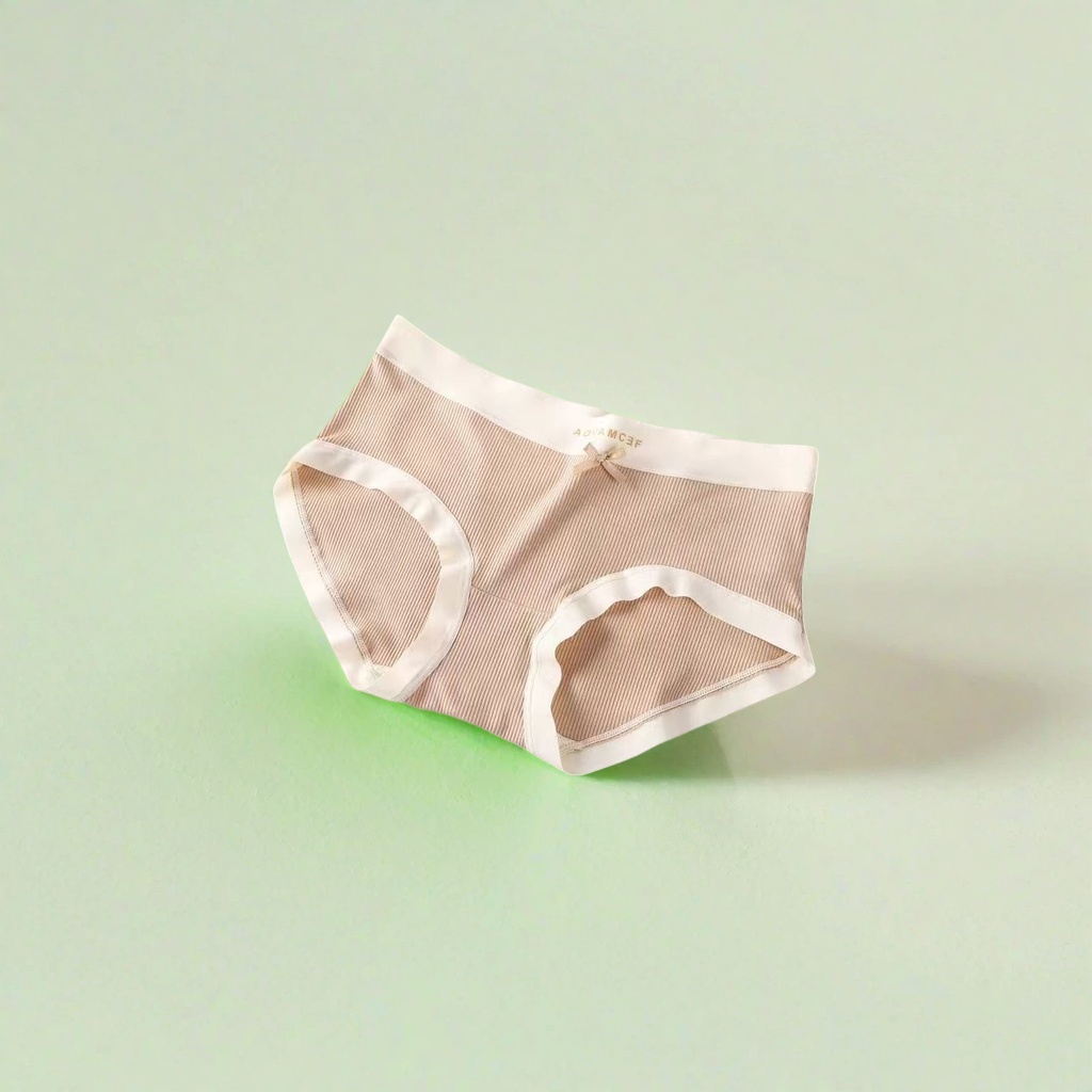 Beige striped pure cotton men's underwear is comfortable and breathable with flat corners at the four corners Specification image