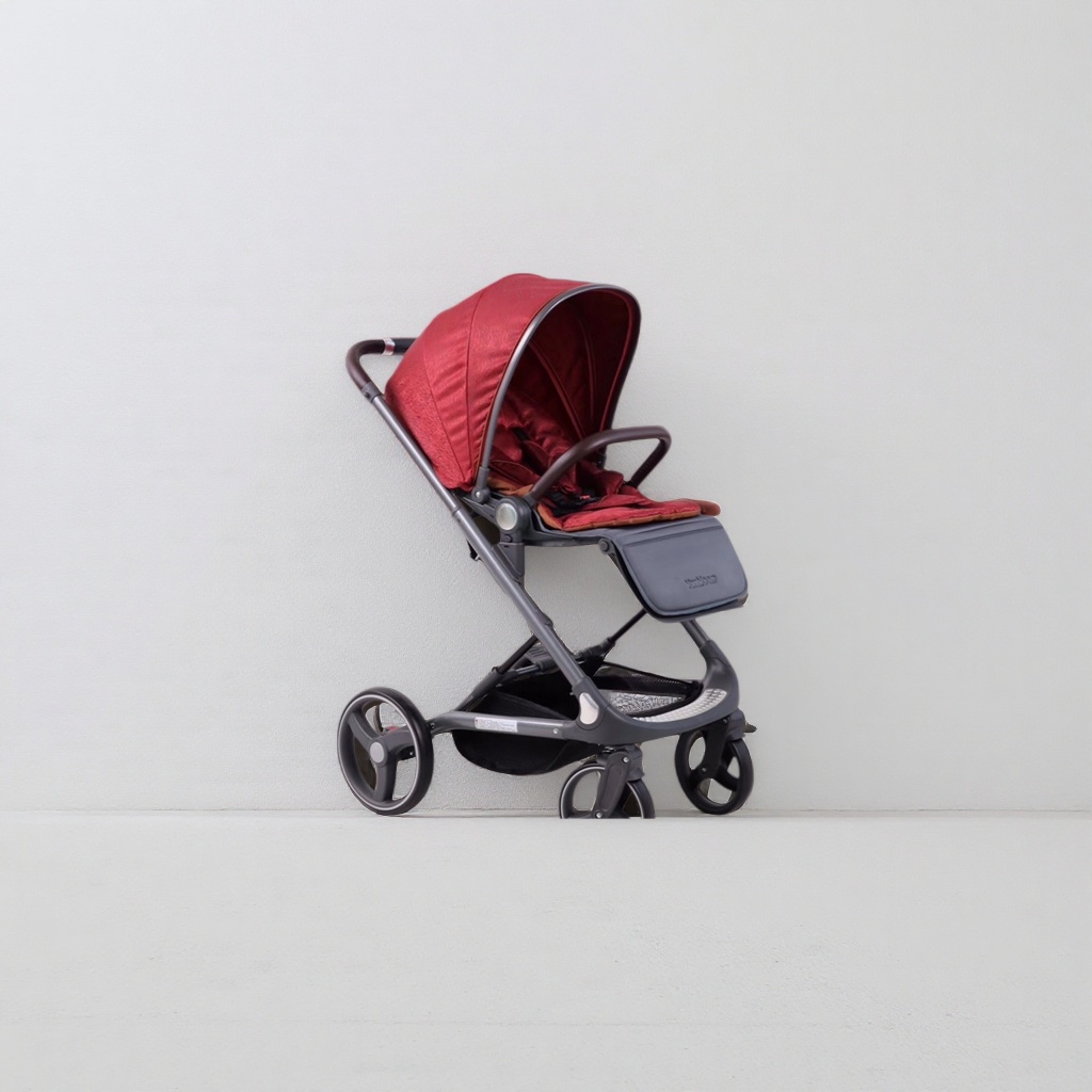 Carrito de bebé rojo engrosado esponja cojín verano transpirable protección solar toldo details Picture