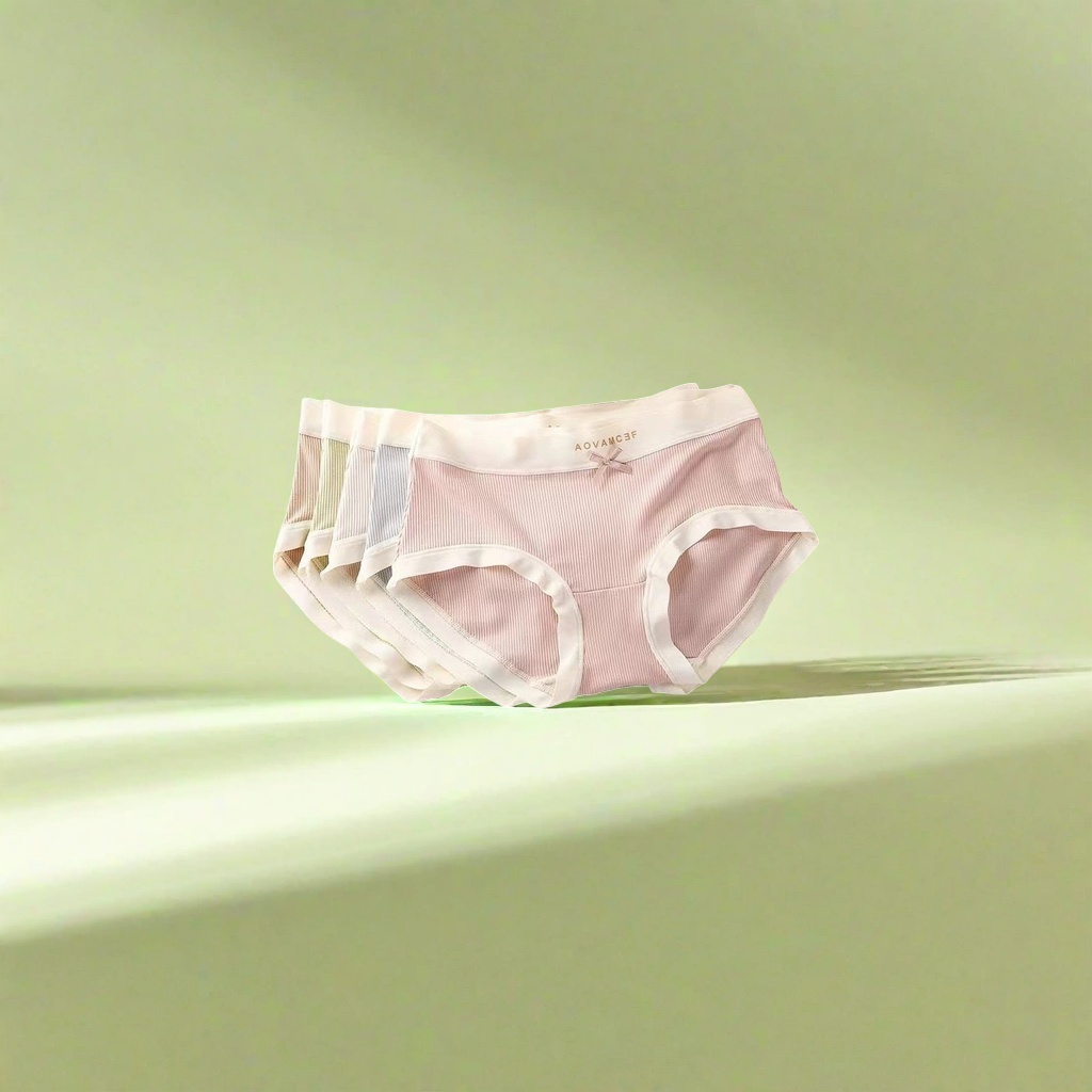 Pink striped underpants in multiple colors stacked, pure cotton, comfortable and breathable, unisex