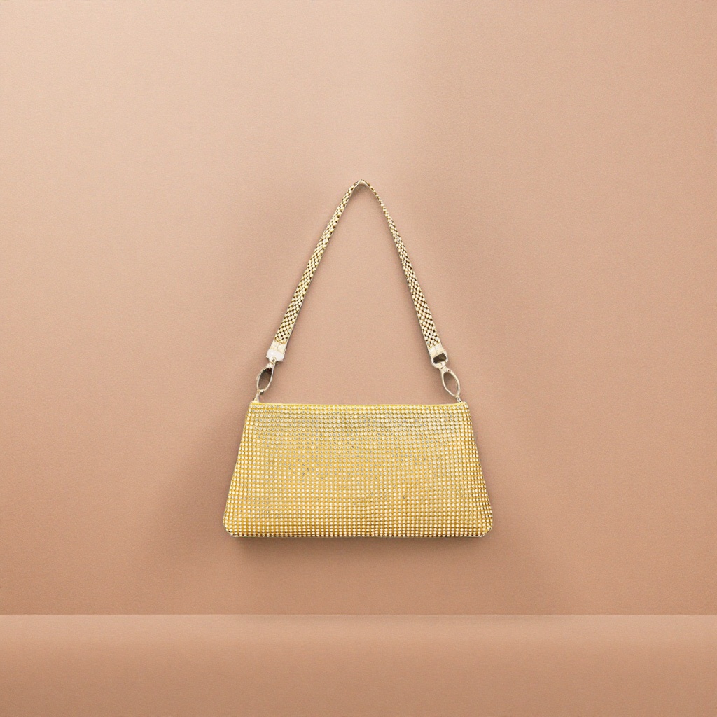 A golden diamond-encrusted ladies' handbag, a fashionable, light luxury and versatile commuter single-shoulder bag
