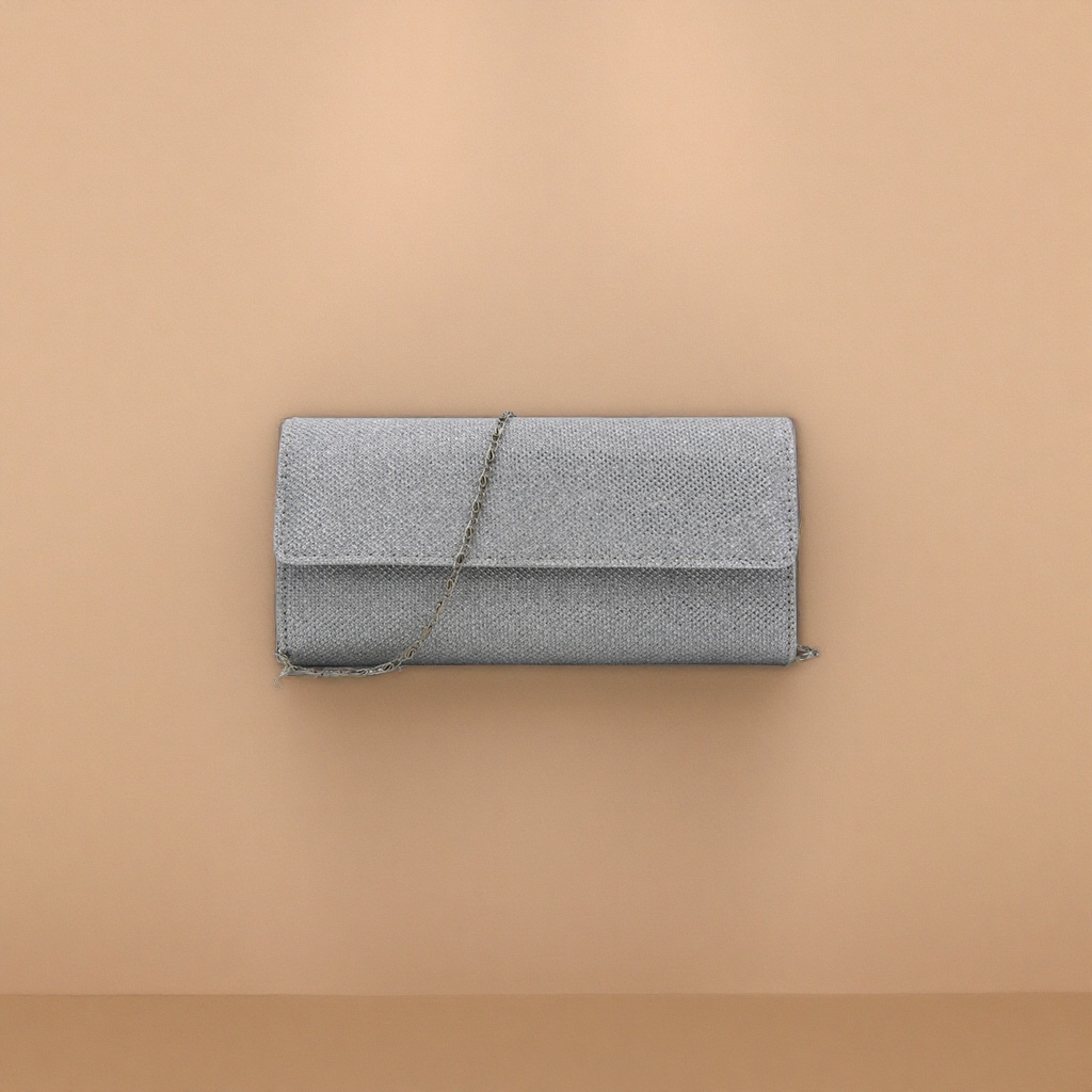 The silver sequined clutch bag is small, light, fashionable and versatile for women's dinner Specification image