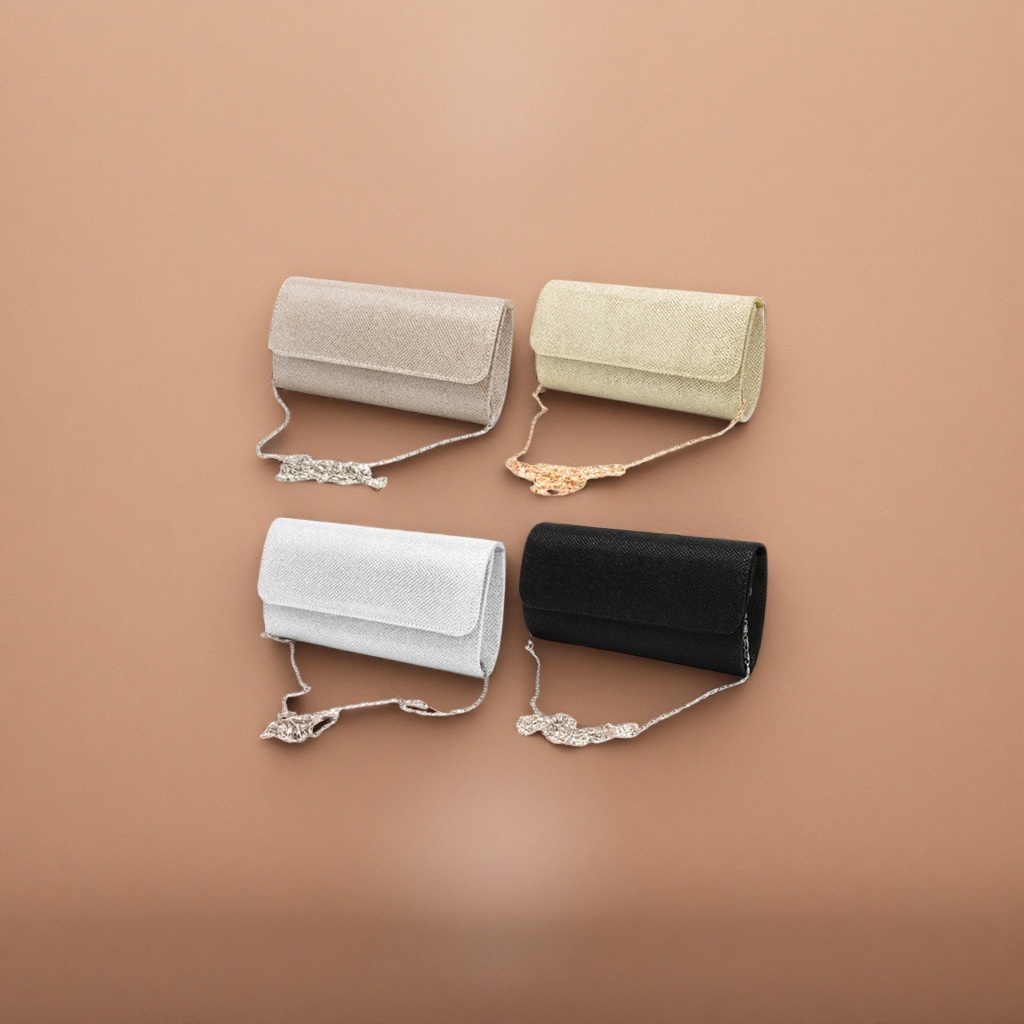 Shiny fabric clutch, four-color chain bag, fashionable and lightweight women's crossbody bag Specification image