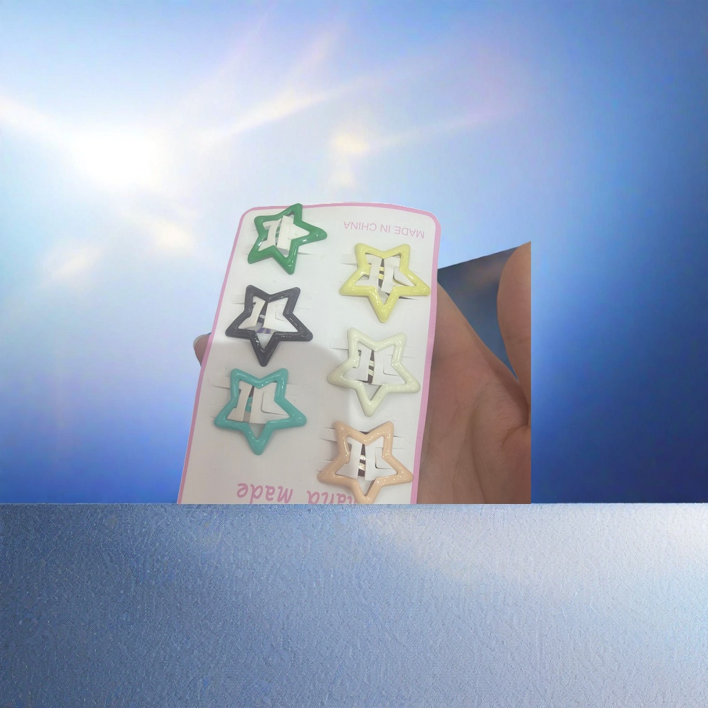 彩色星星发夹 女童可爱头饰 金属质感星星造型发卡
