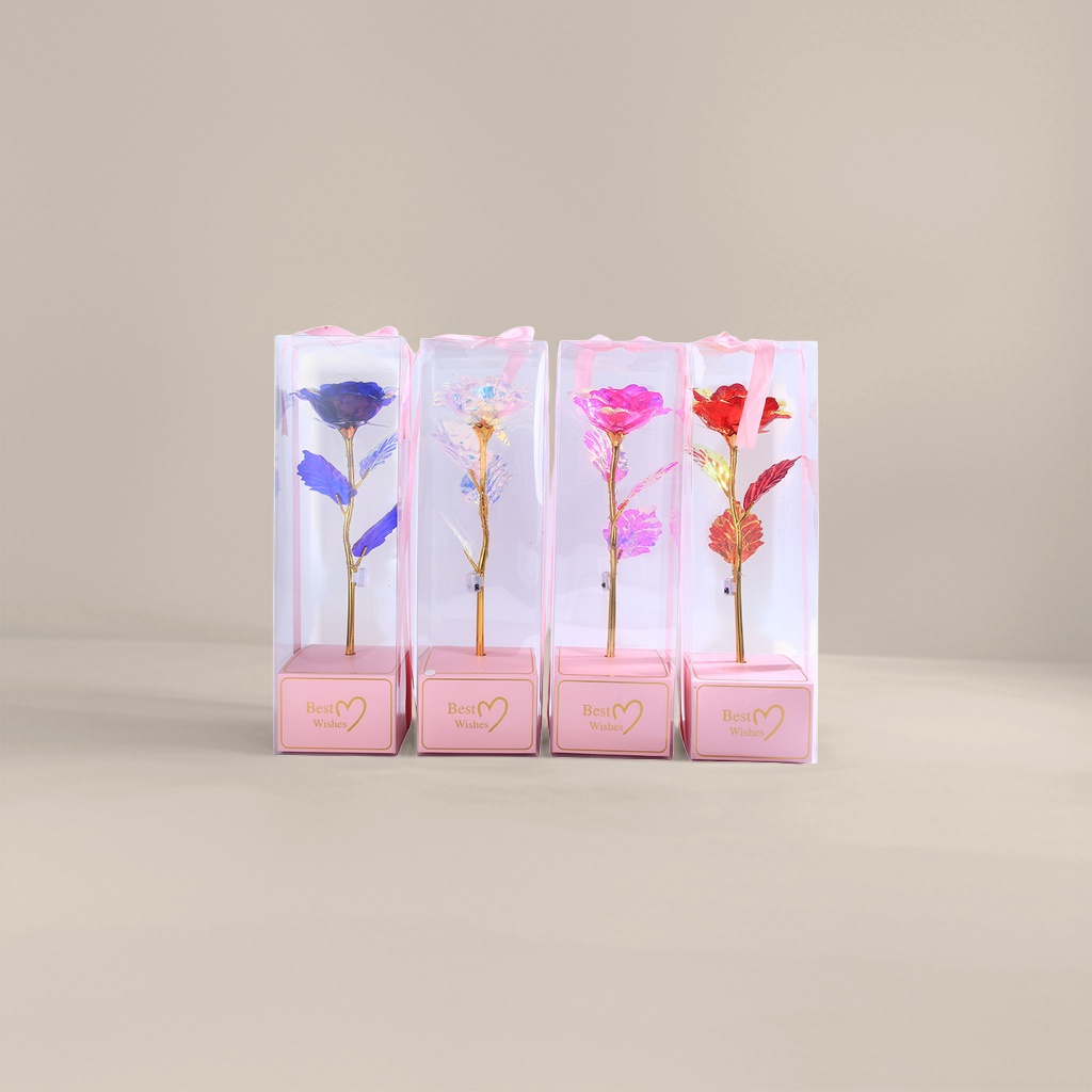 彩色发光玫瑰花创意夜光装饰摆件节日礼物
