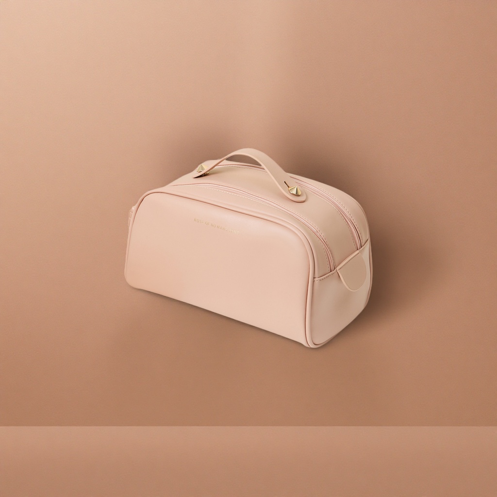 The pink makeup bag for women is a large-capacity portable travel storage bag that is simple and fashionable
