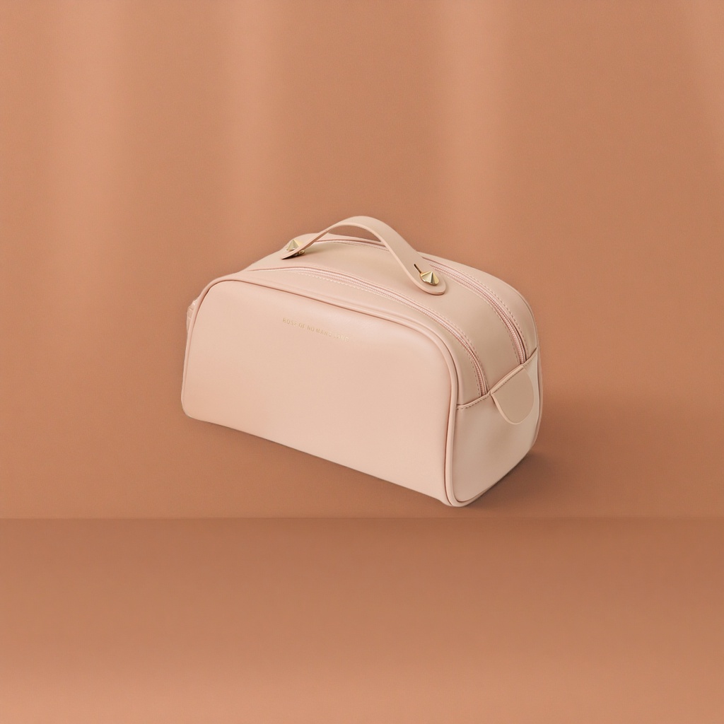 The pink makeup bag for women is a large-capacity portable travel storage bag that is simple and fashionable Specification image