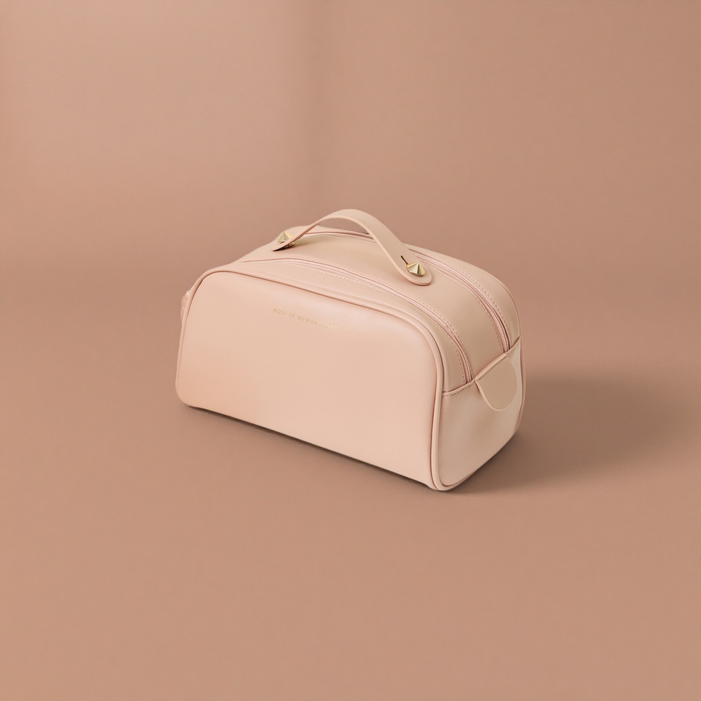 The pink makeup bag for women is a large-capacity portable travel storage bag that is simple and fashionable details Picture