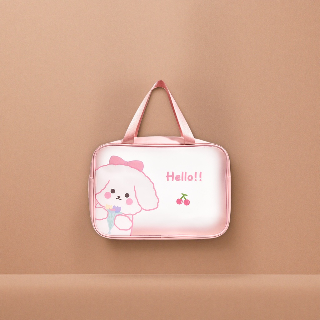 Pink cartoon puppy handbag, a fashionable and casual single-shoulder bag for women, small size and light storage