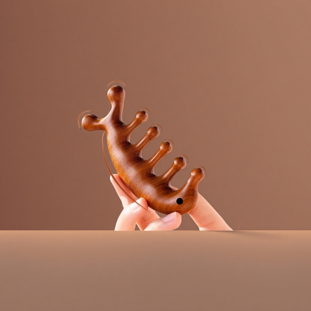 كنت أصمم تدليك خشبي بني بالأصبع المزدوج لتخفيف التعب في العين ومسح الفرشاة بالفرشاة (الحمى القرمزية details Picture