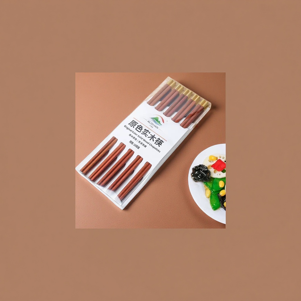 Natural-color solid wood chopsticks gift box set of natural and eco-friendly household tableware Specification image