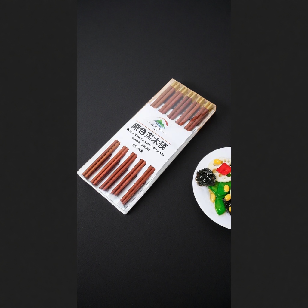 Natural-color solid wood chopsticks gift box set of natural and eco-friendly household tableware details Picture