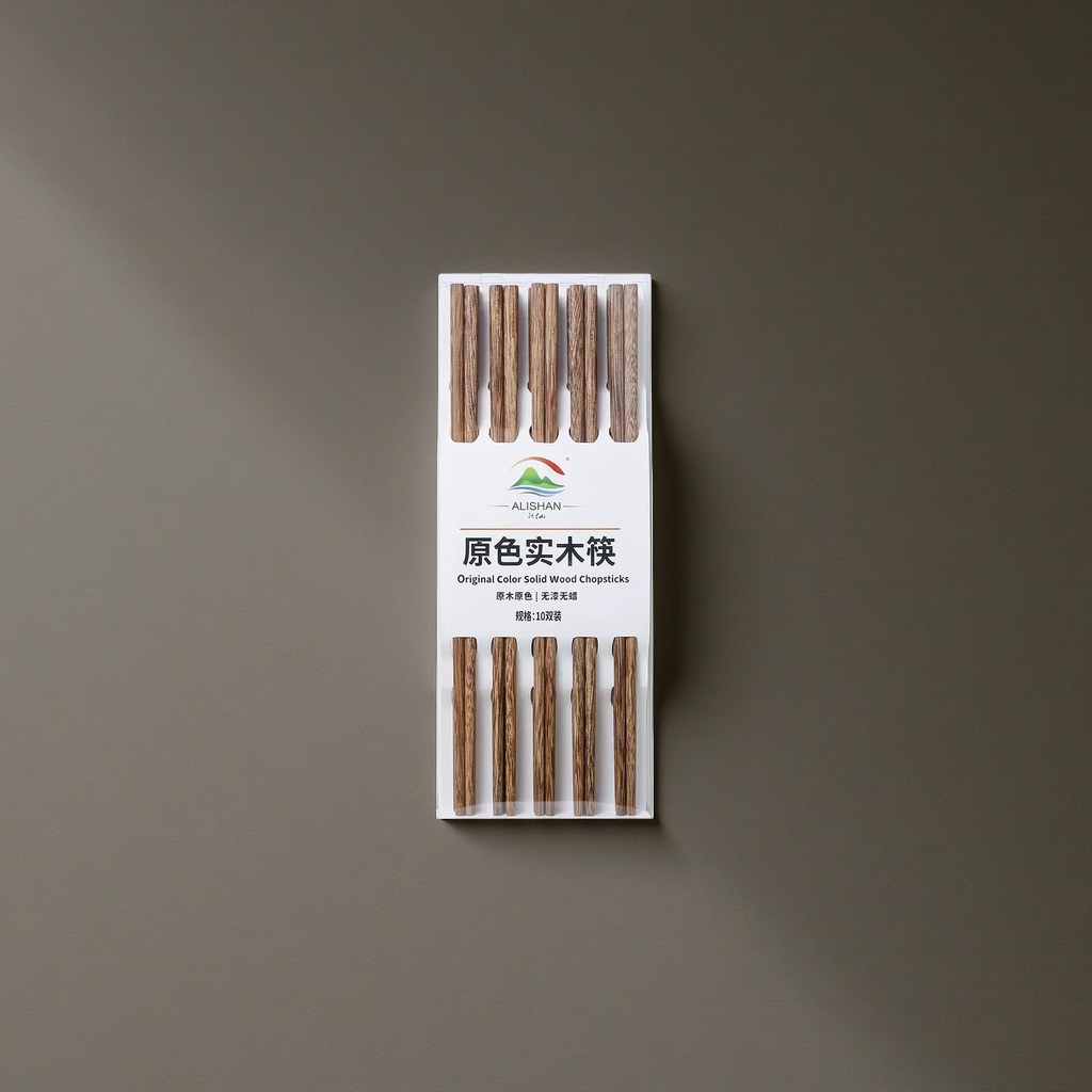 Natural-color solid wood chopsticks, natural and unpainted eco-friendly household tableware details Picture