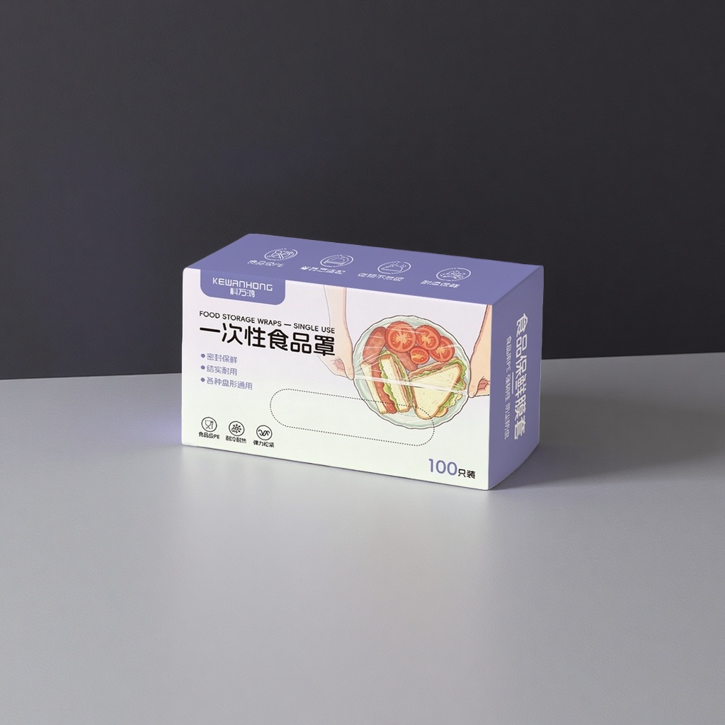 紫色包装盒一次性食品罩 食品级PE材质防尘保鲜家用厨房用