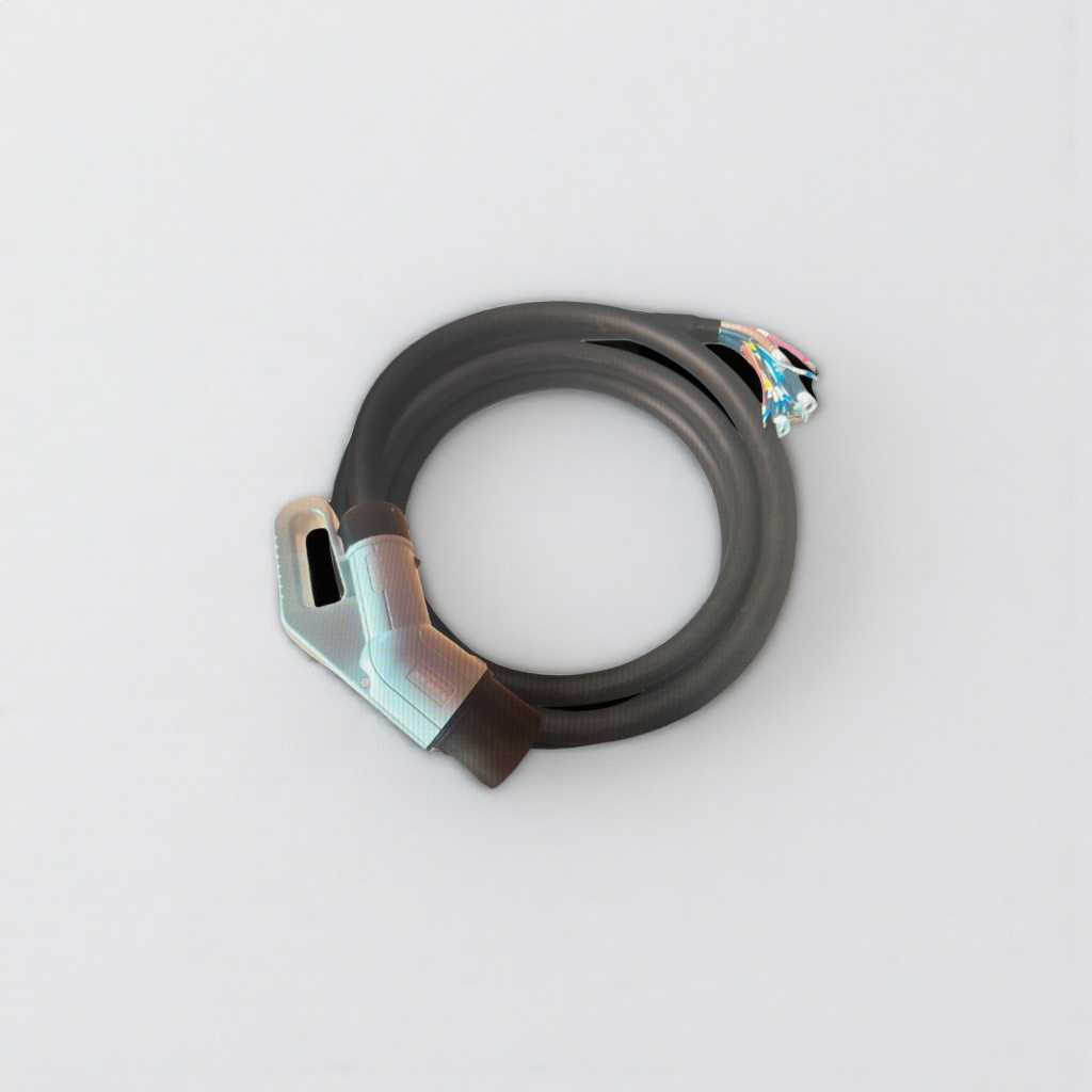 The black charging cable is a durable braided wire suitable for fast charging of both Apple and Android devices