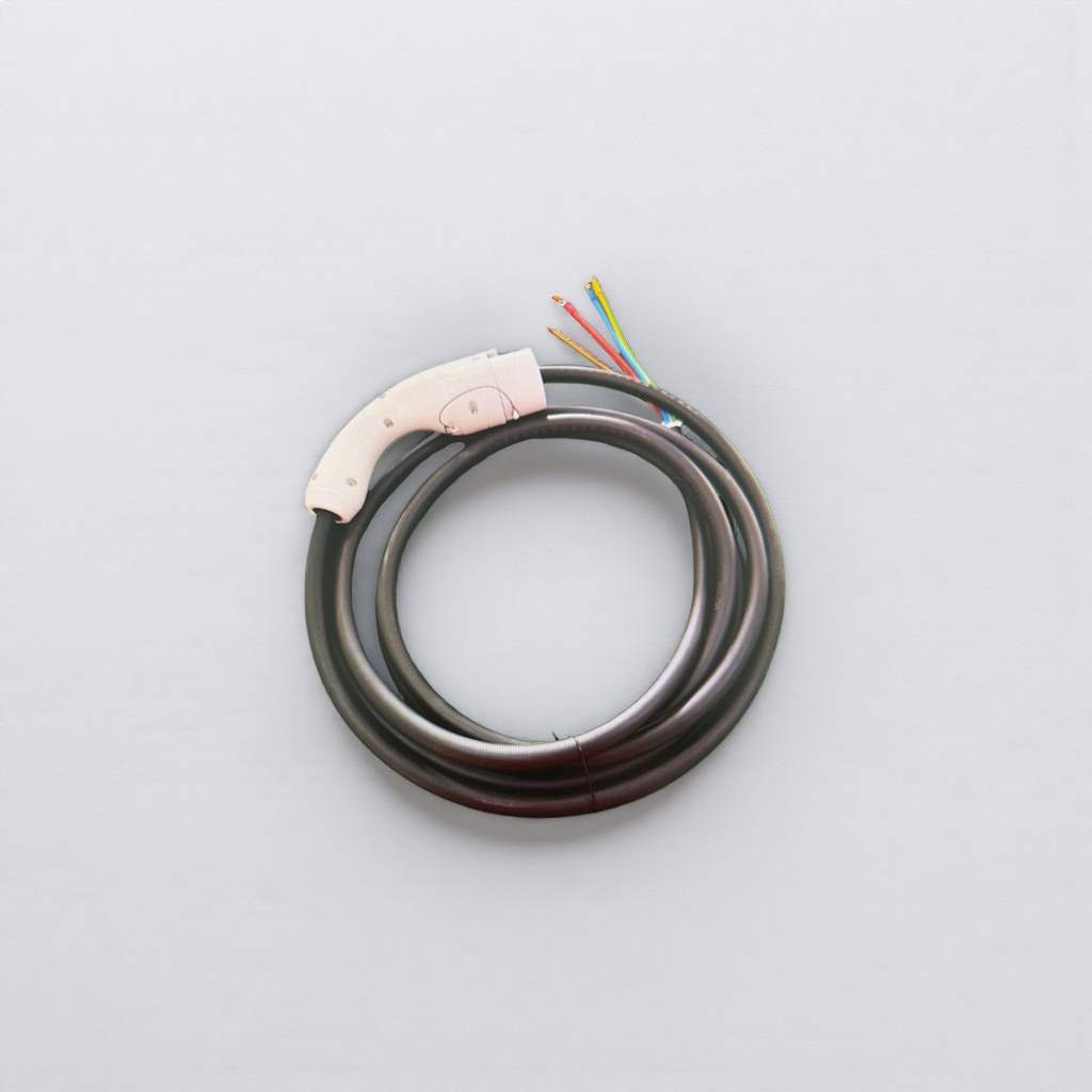 The white charging gun head with black cable is a special cable for charging piles, which is safe and durable