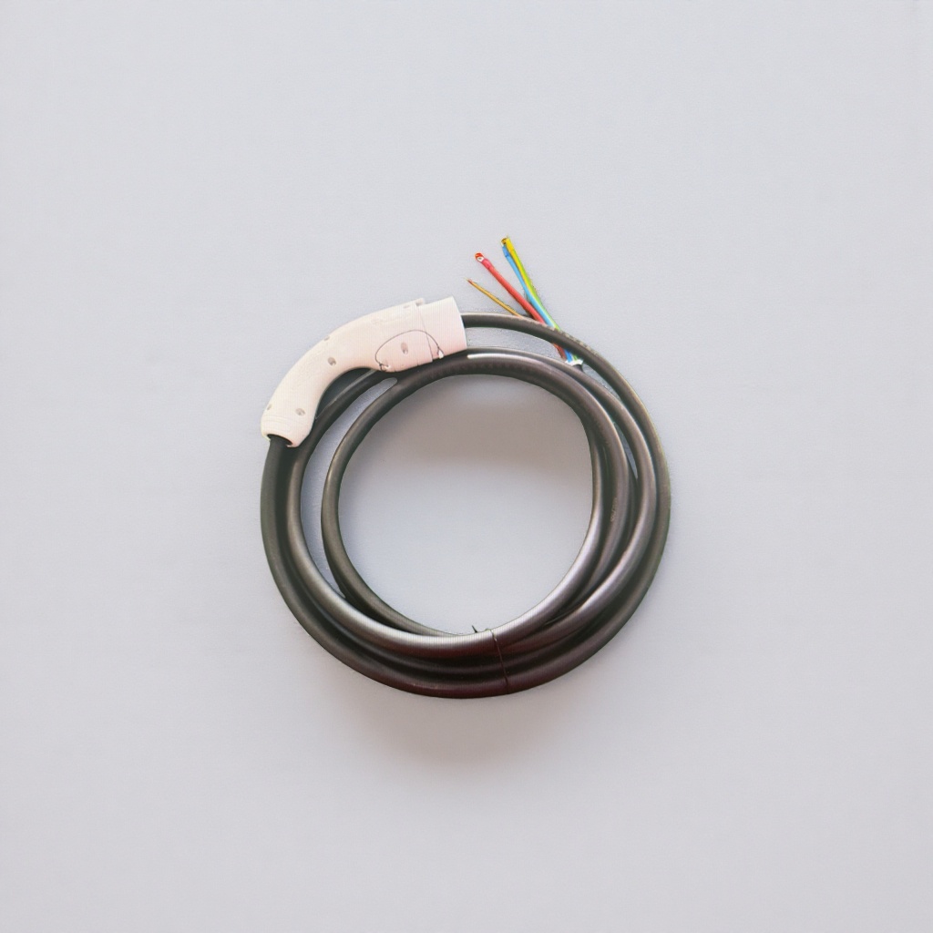 The white charging gun head with black cable is a special cable for charging piles, which is safe and durable Specification image