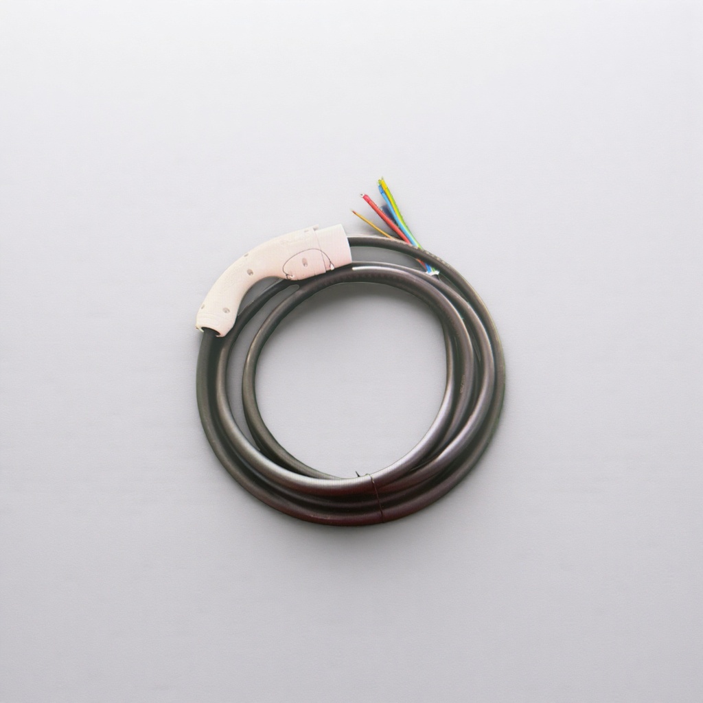 The white charging gun head with black cable is a special cable for charging piles, which is safe and durable details Picture